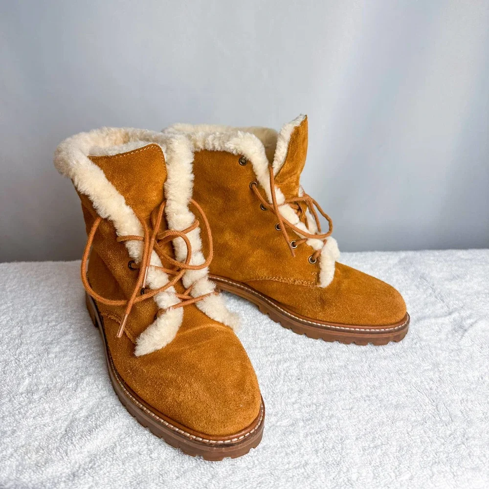MADEWELL The Clair Lace-Up Boot in Shearling-Lined Suede - Picture 4 of 10